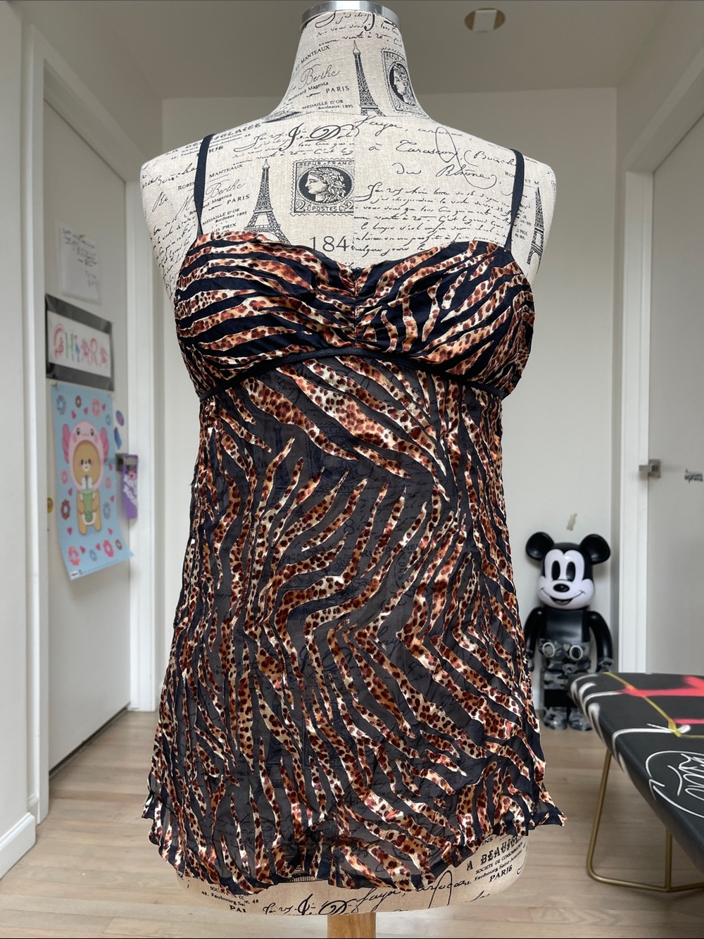 Victoria's Secret Animal-Print Satin Camisole Slip - Black & Brown